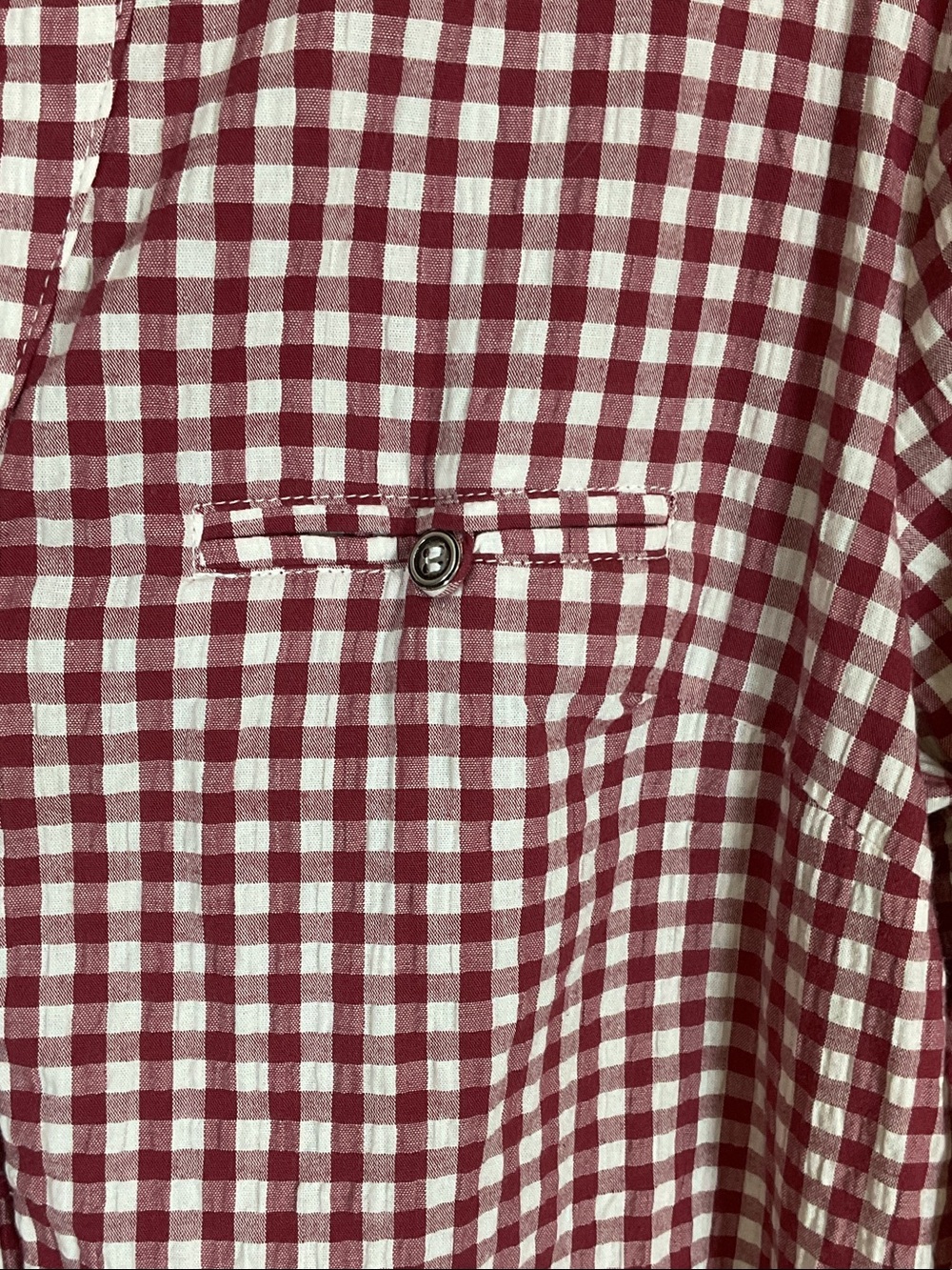 Kut From The Kloth Burgundy and White Gingham Plaid Button-Up Shirt Large - Picture 4 of 11